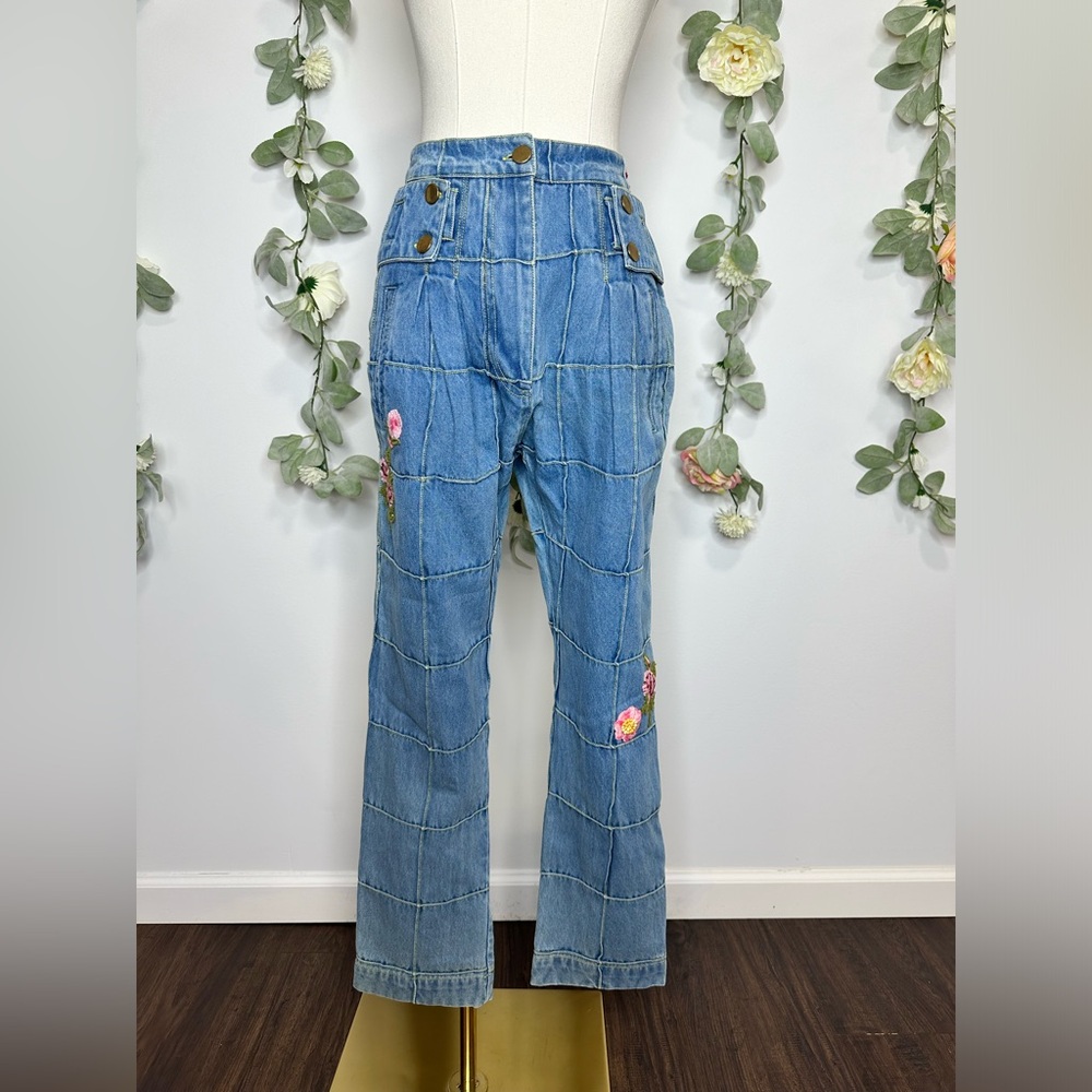 LoveShackFancy Marika Pant in Denim - Picture 5 of 12